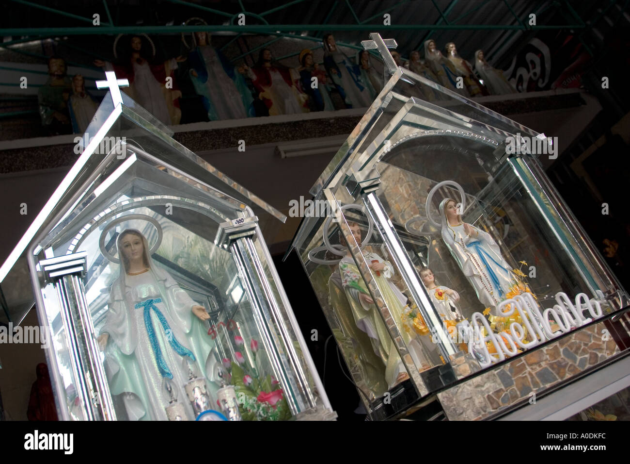 Vietnam Nha Trang religion christianity Catholic Cathedral precincts shop selling devotional shrines Stock Photo