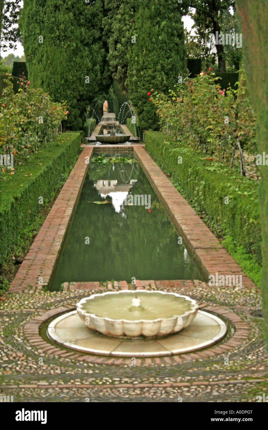 Garden of the Generalife Alhambra Granada Andalucia Spain Stock Photo