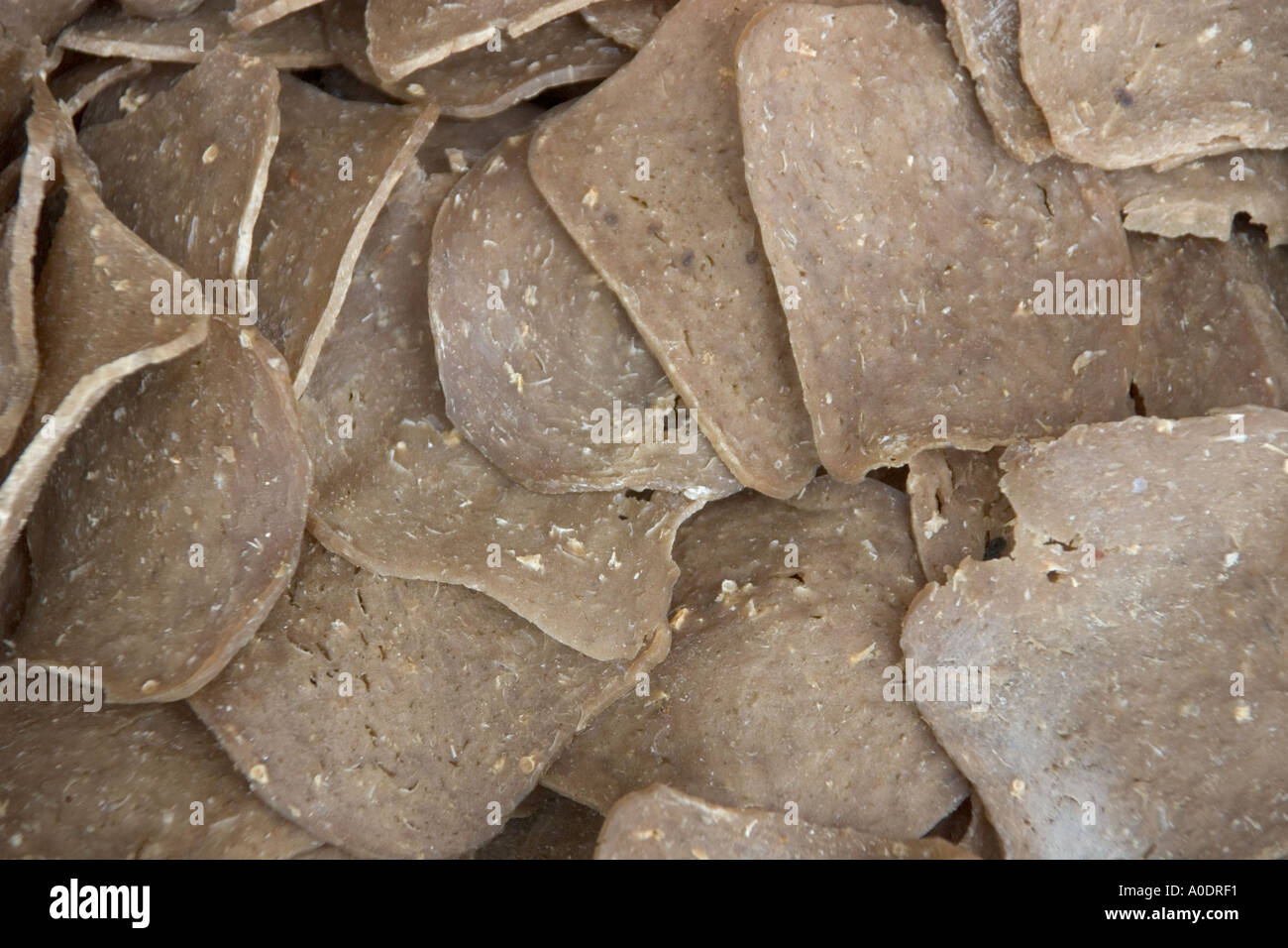 Dried fish crackers on sale in Singapore s Chinatown Stock Photo