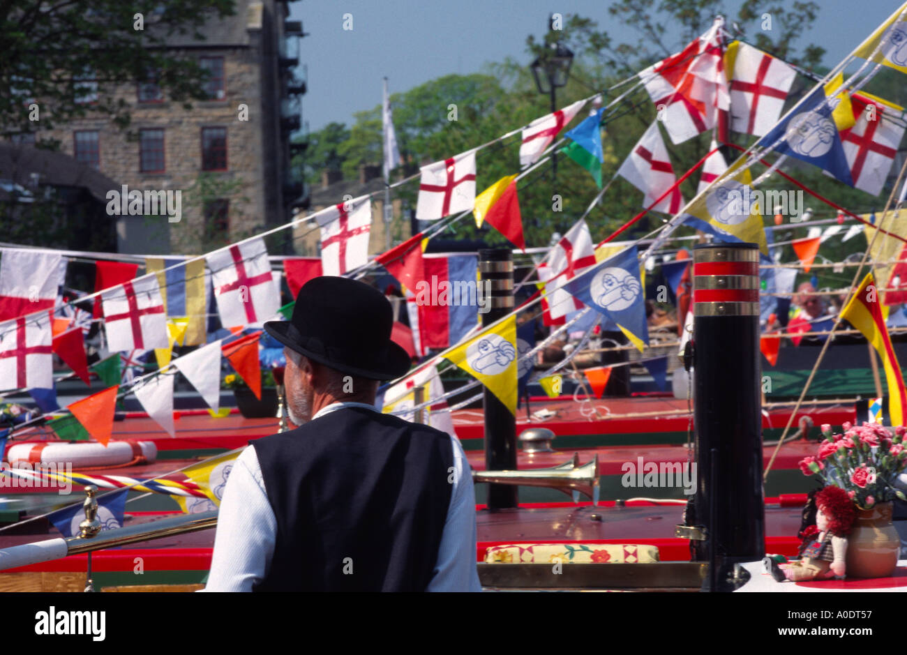 Canal boats at the British Waterways Festival at the canal basin Skipton North Yorkshire UK 1st May 2004 Stock Photo
