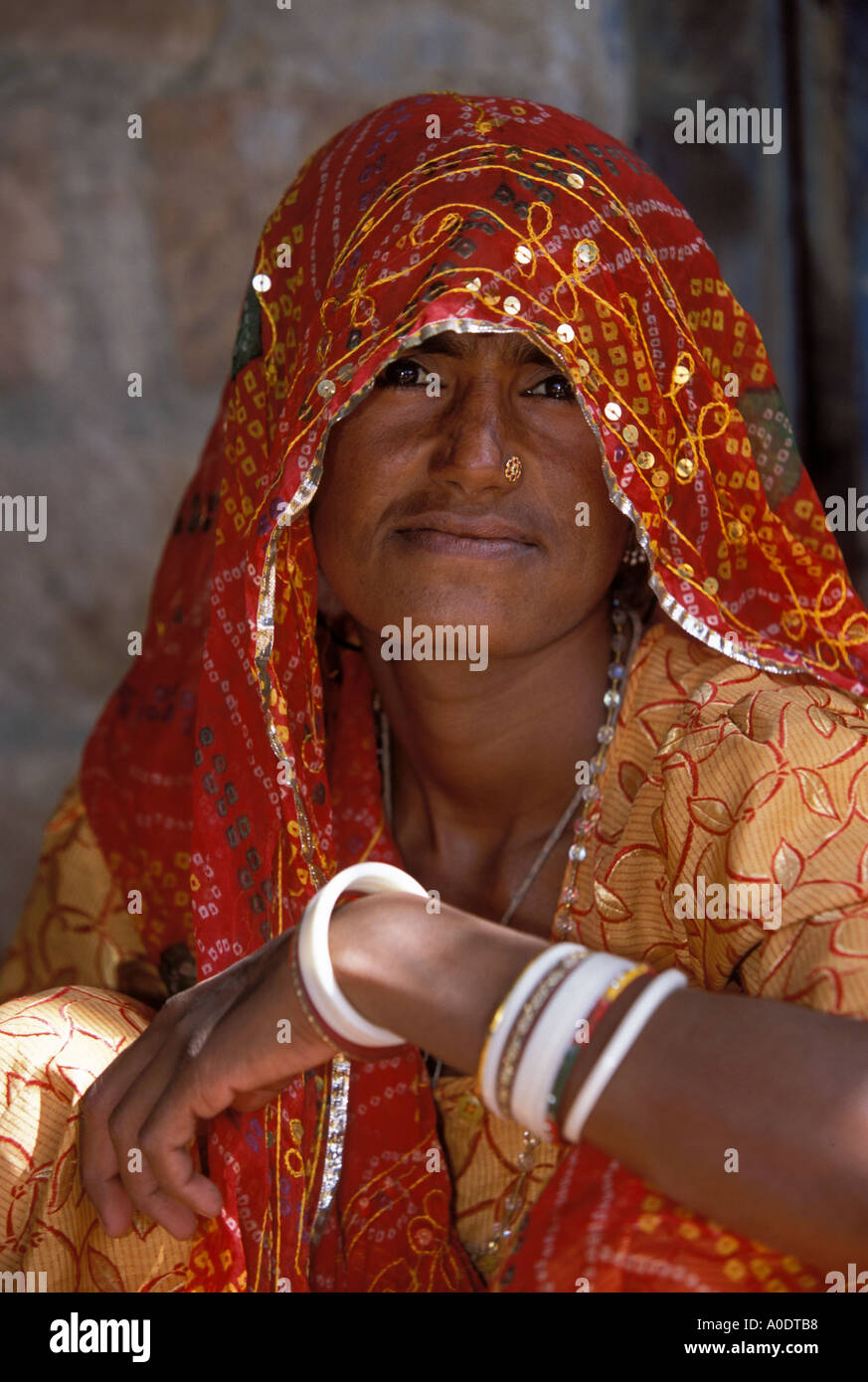 Bishnoi Indigenous woman Native tribes and cultures of the Rajasthan desert India Stock Photo