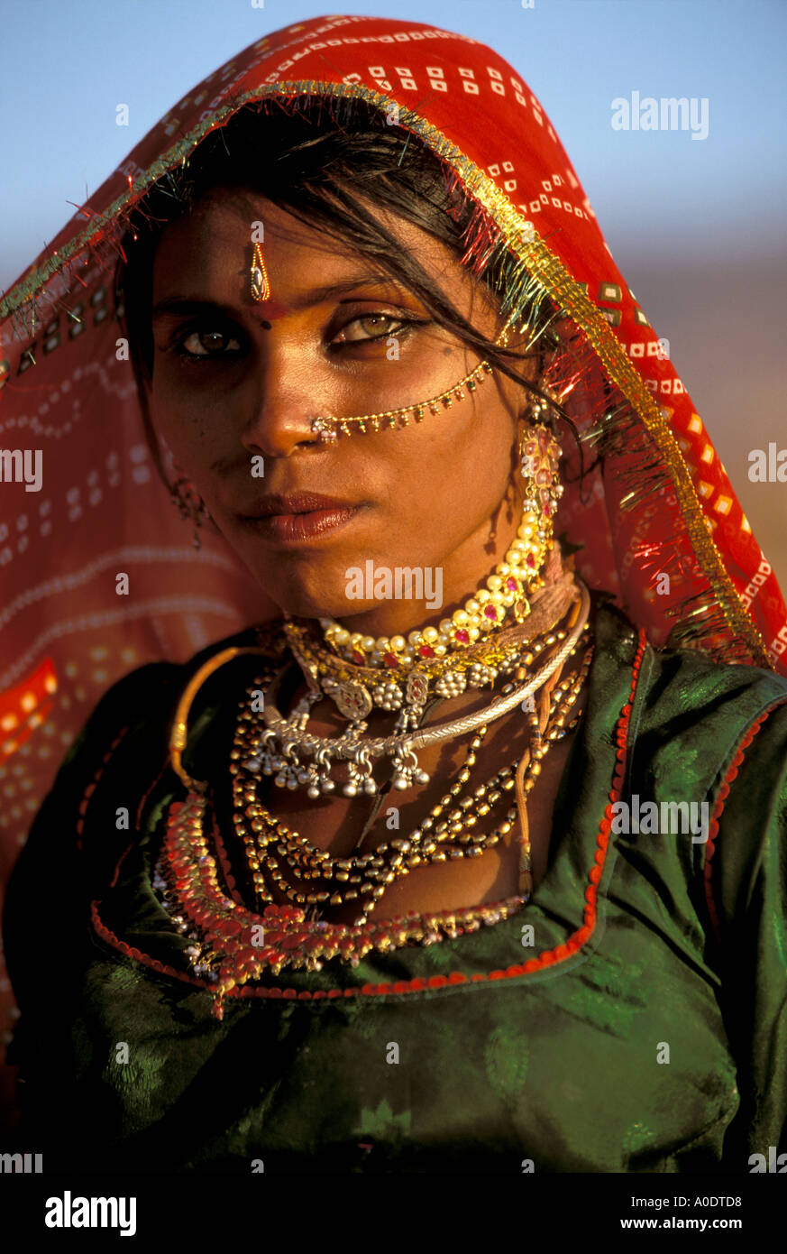 Portrait of a Beautiful Bopa gypsy nomadic woman of Rajasthan Indigenous cultures and tribes of