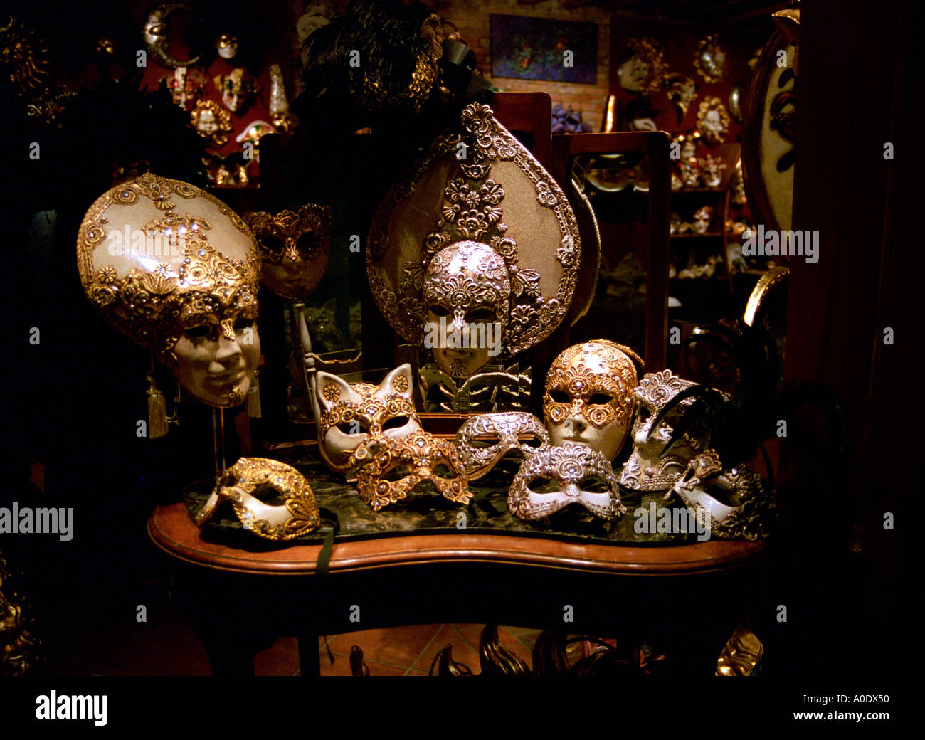 Shop Window with Venetian Masks, Venice, Italy Stock Photo