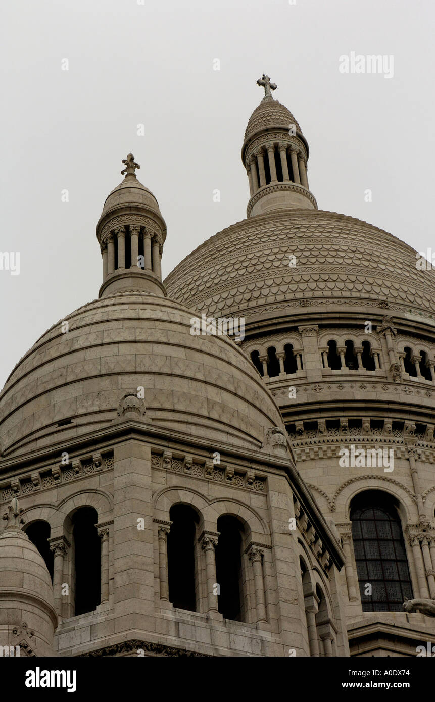 Domes of the Sacred Heat Church on Montmartre in Paris France Stock