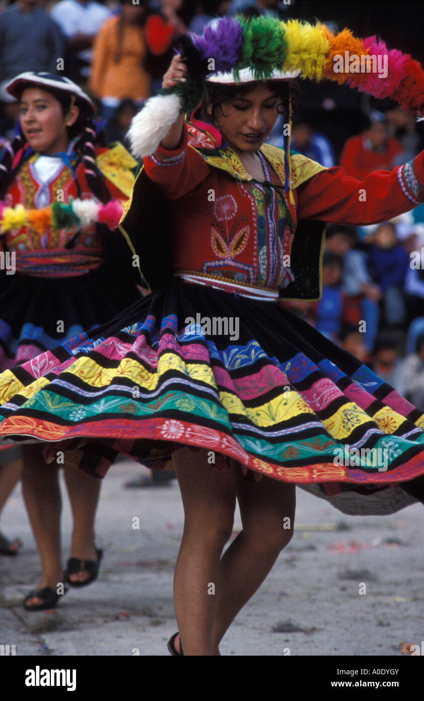 Folkloric Dancer Calca Cuzco Area Peru Stock Photo