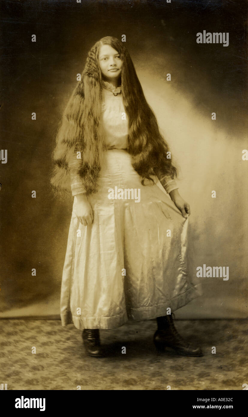 Young Girl with Waist Length Hair Stock Photo - Alamy