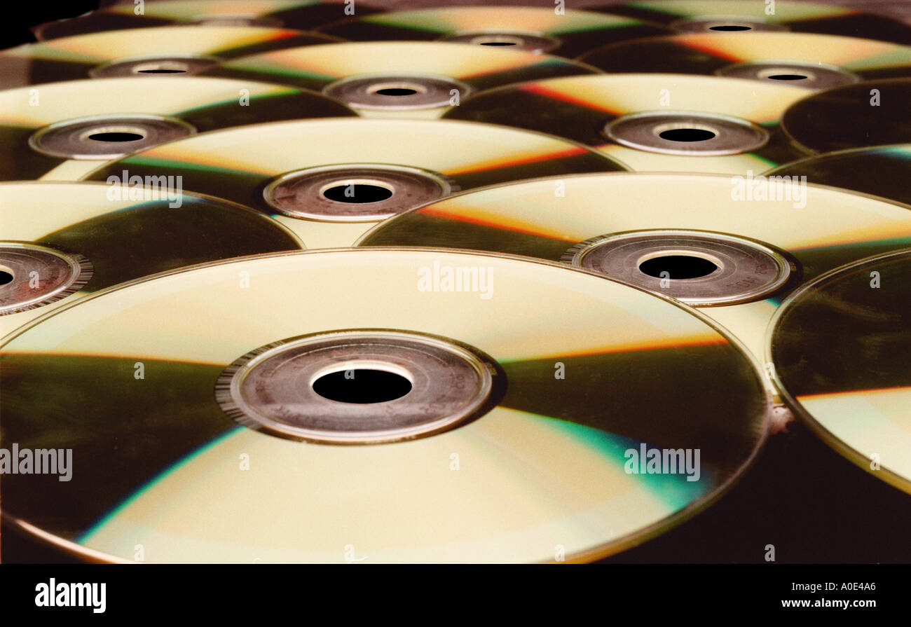 CD Rom discs form a pattern Stock Photo