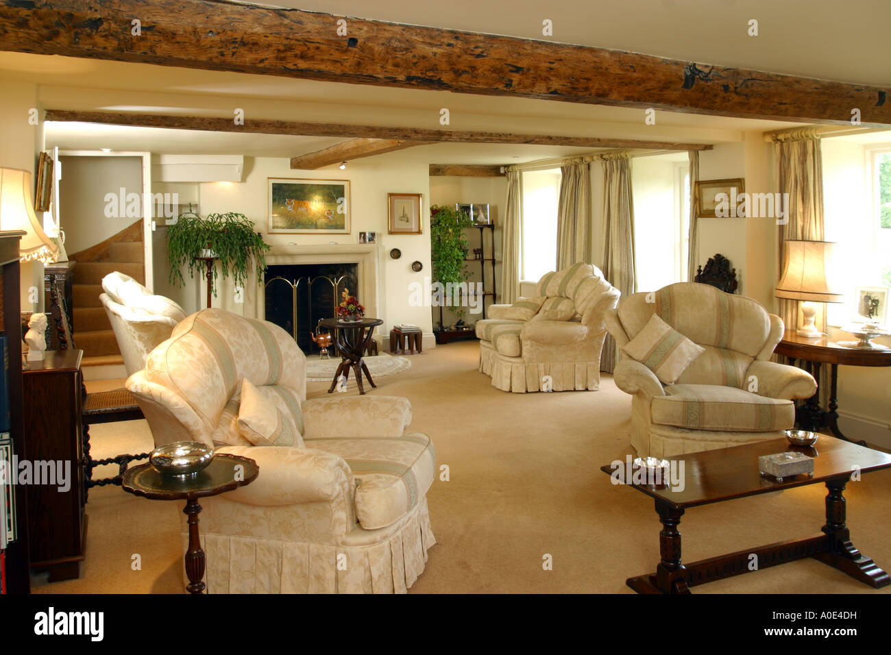 UK property, house interior, sitting room, large traditional Stock