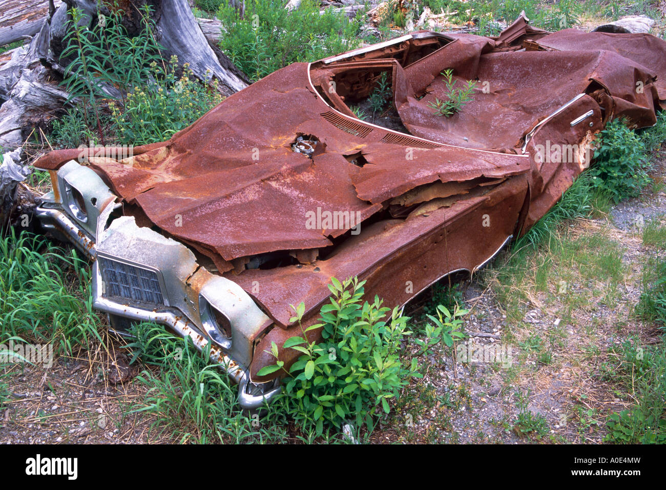 Miner's car destroyed by the 1980 Mt St Helens volcanic blast. The