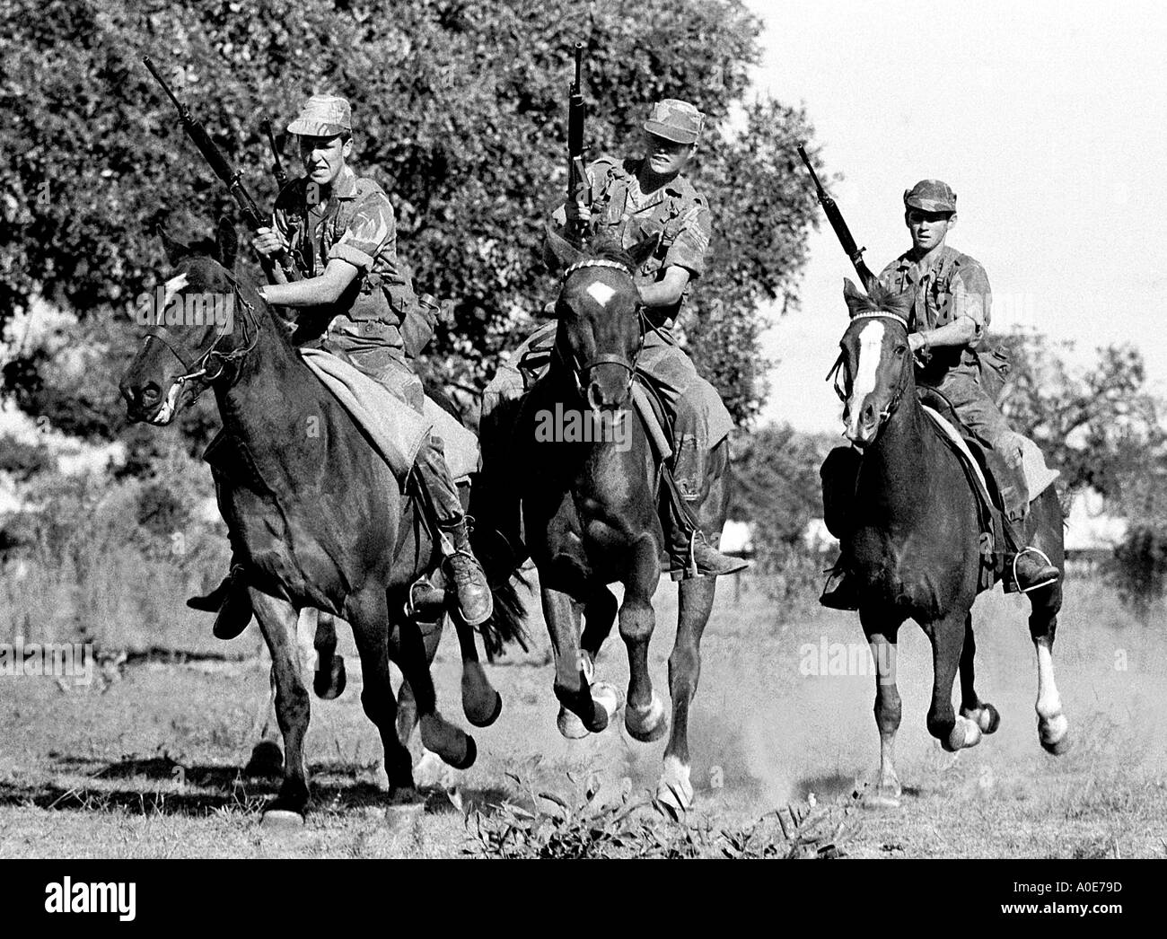 Rhodesian troops in the bush 1975. Stock Photo