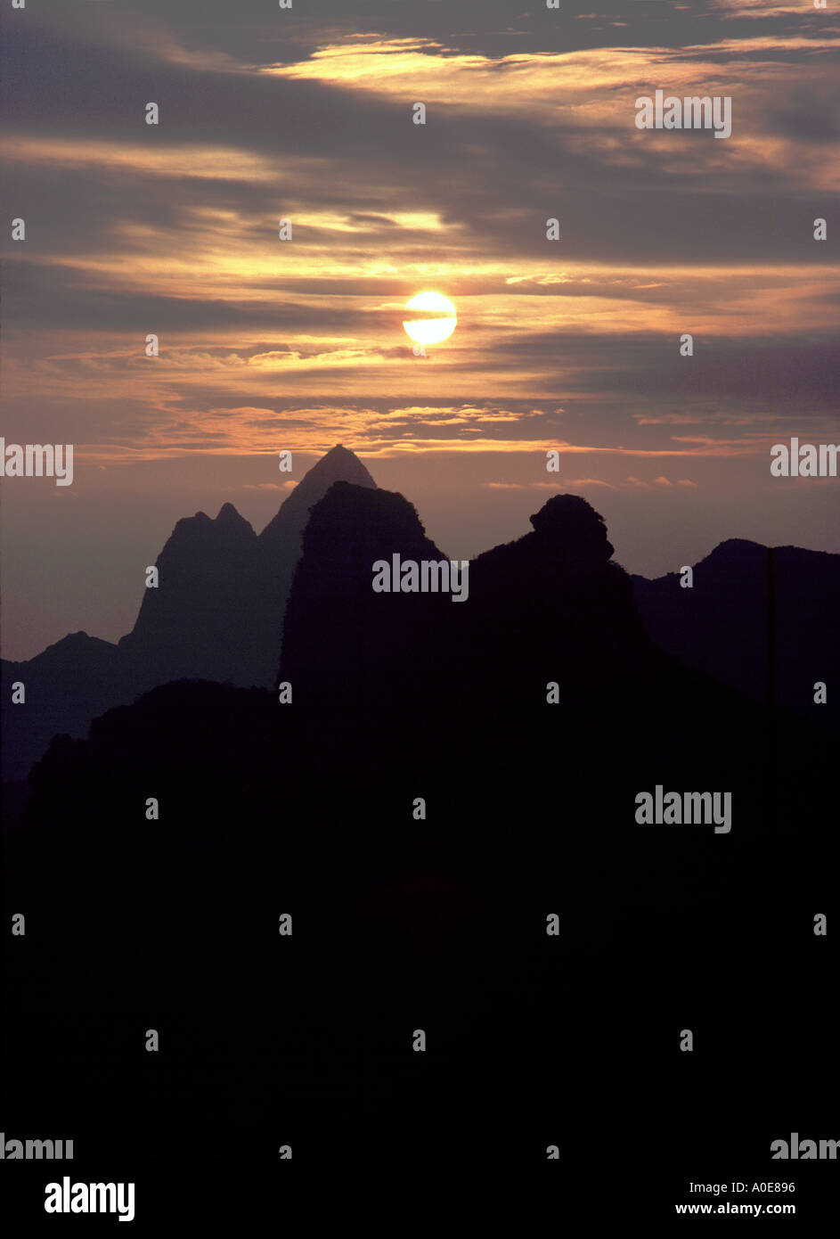 Sunset in Guilin China Stock Photo