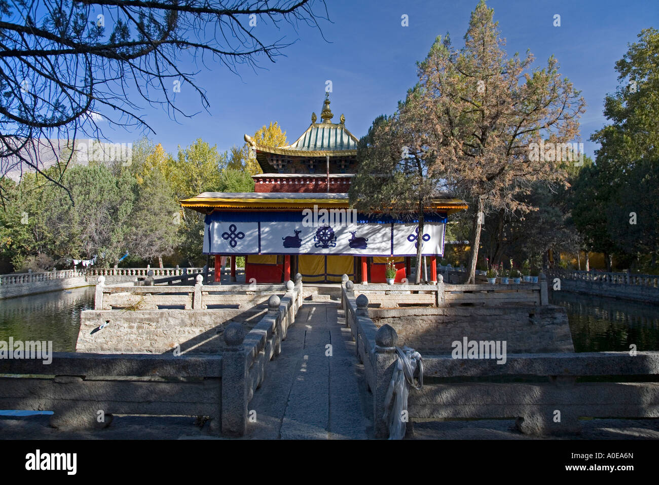Gardens of the Summer Palace at Norbulingka 2 Lhasa Tibet Stock Photo