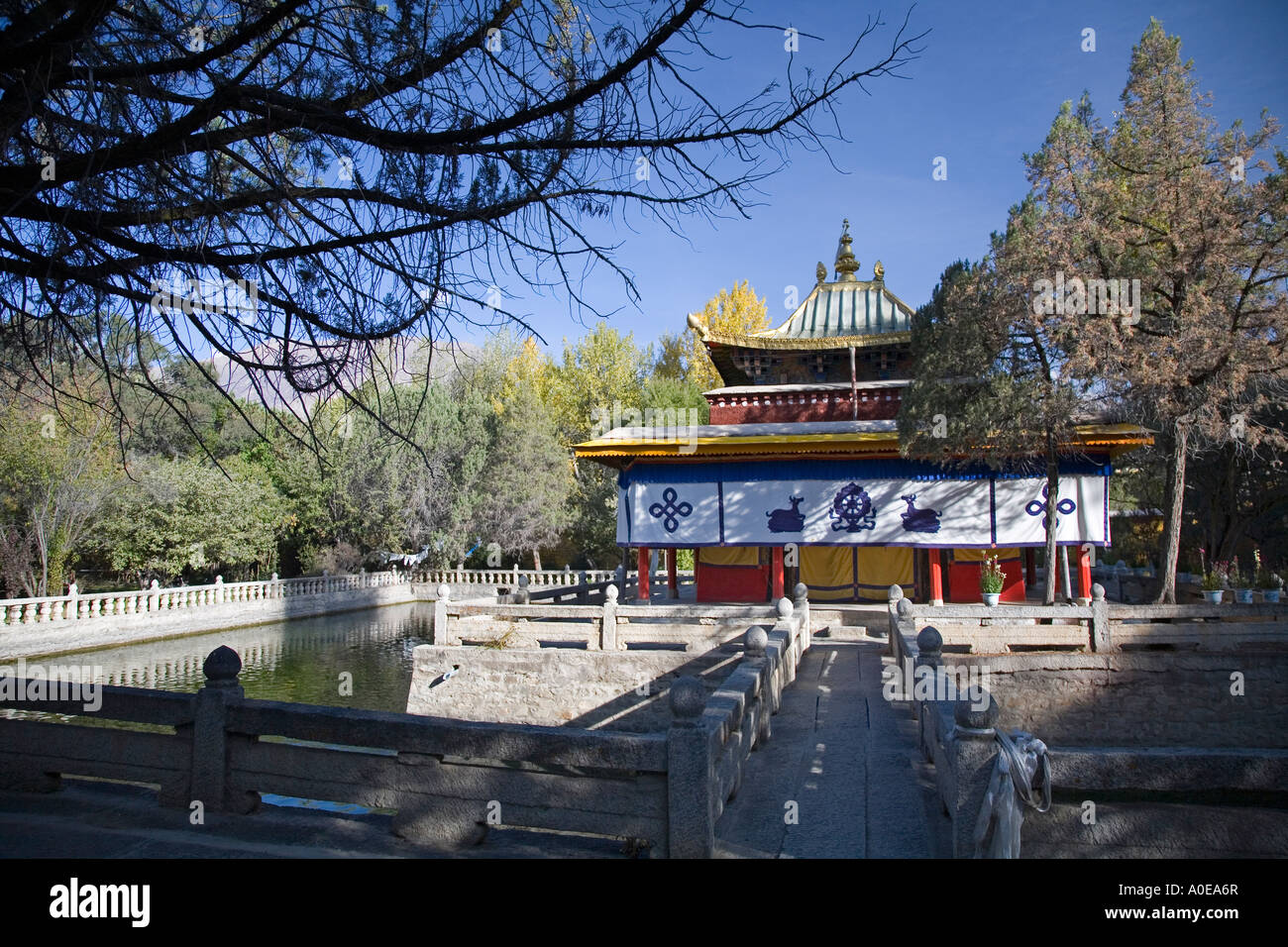 Gardens of the Summer Palace at Norbulingka 3 Lhasa Tibet Stock Photo