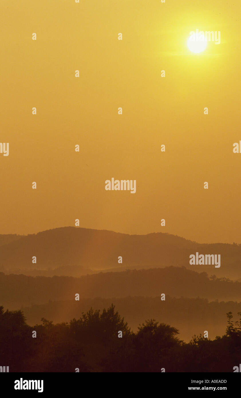 Smokey mountains at sunrise in North Carolina Stock Photo