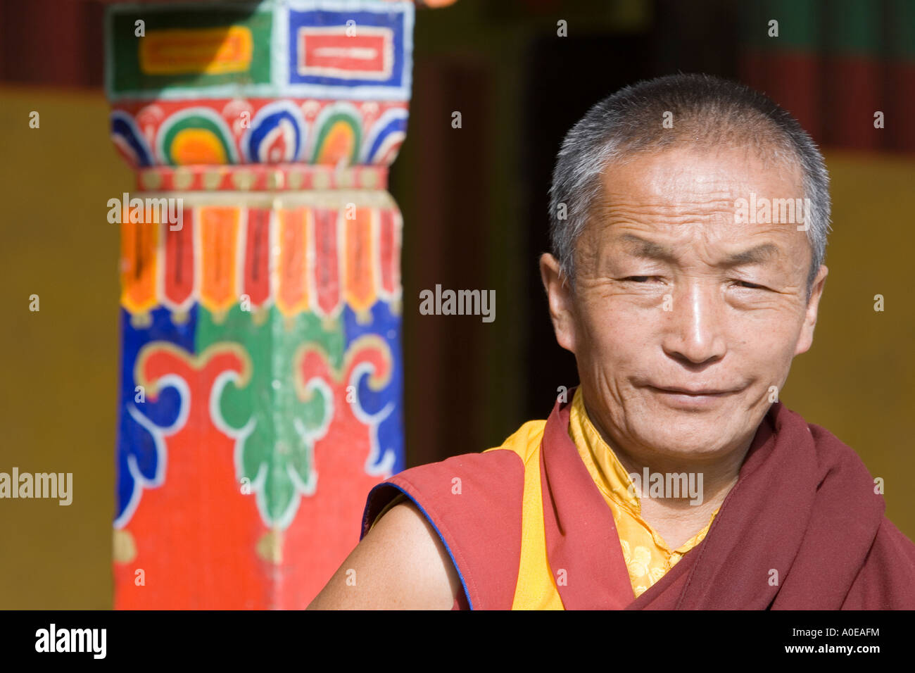 Monk at Drepung Monastery Lhasa Tibet 3 Stock Photo