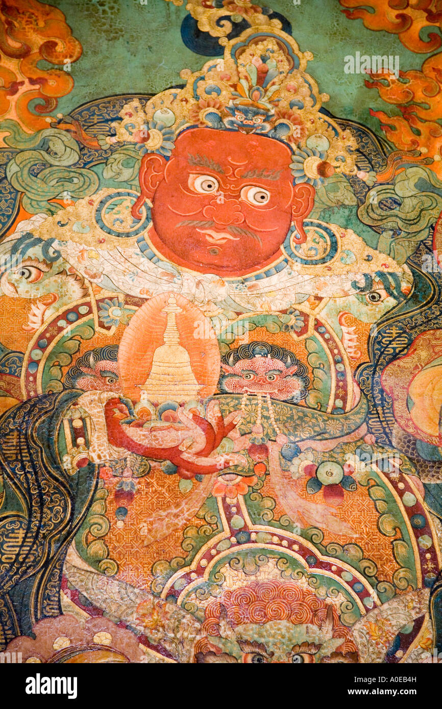 Wall painting detail 2- Sera Monastery Lhasa Tibet Stock Photo - Alamy