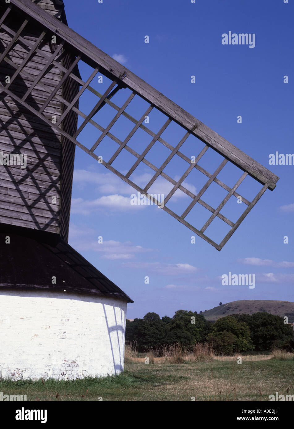 Pitstone Windmill is one of the earliest dating from 1627, below  Ivinghoe Beacon  in  the Chilterns Stock Photo