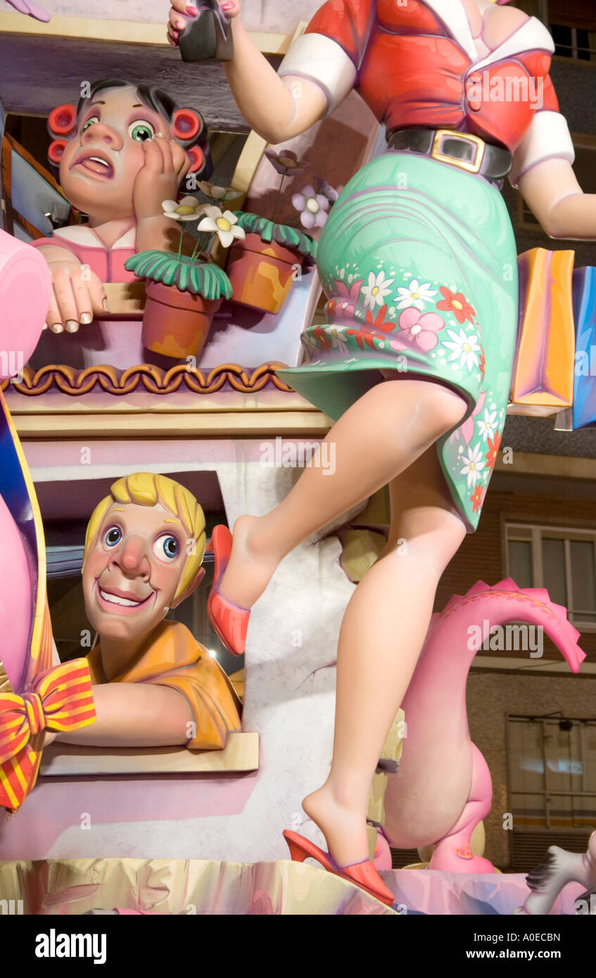 Ninots are the component of the Fallas, monuments center of the main festival of Valencia, Spain Stock Photo