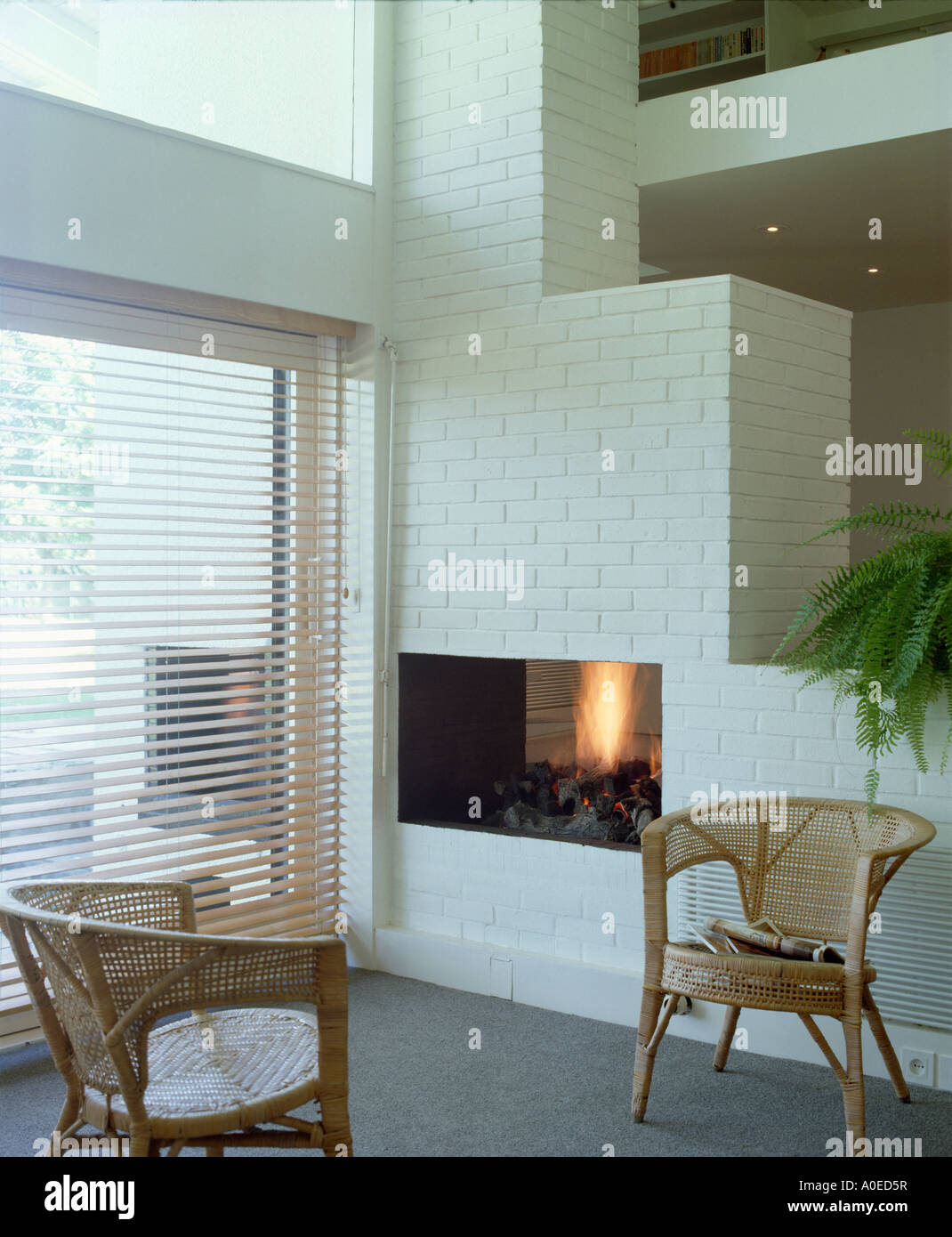 Chairs fireplace monochromatic hires stock photography and images Alamy