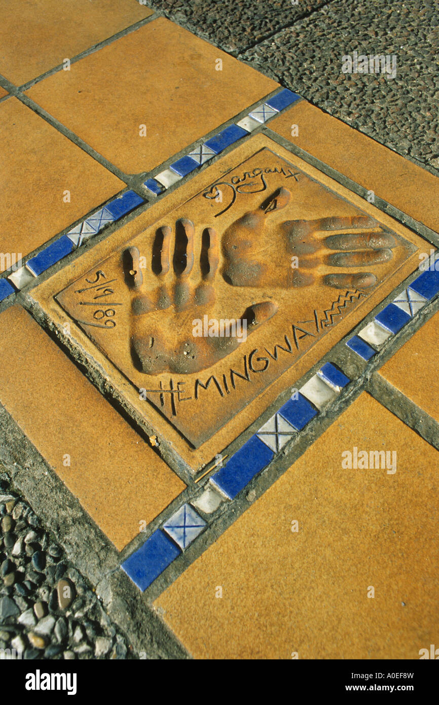 France Cannes Celebrity handprints in cement of the Allees des Stars Palais des Festivals Margaux Hemingway Stock Photo