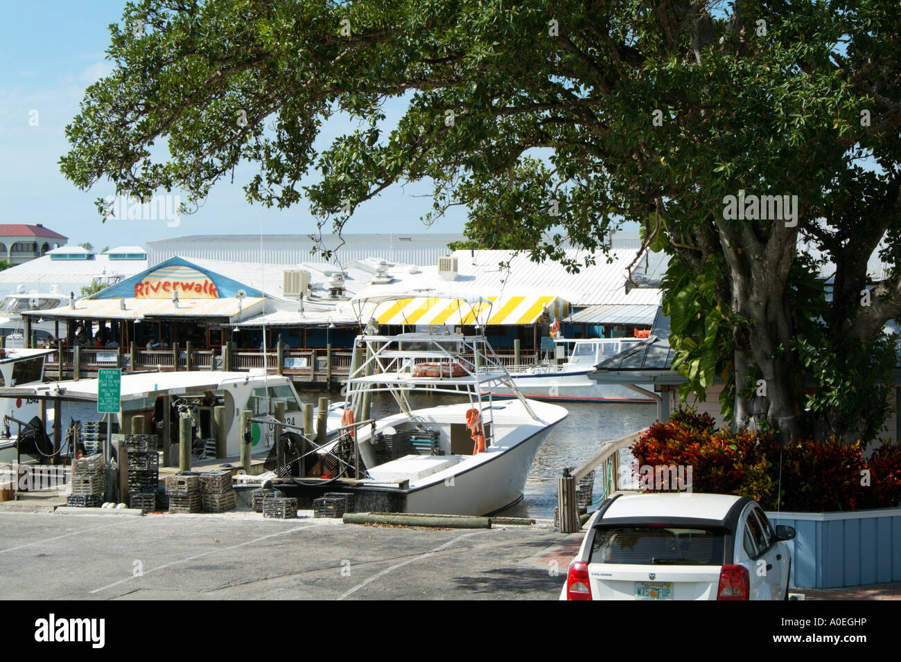 Dockside in Naples Florida USA Overlooking Tin City a waterfront development Stock Photo Alamy