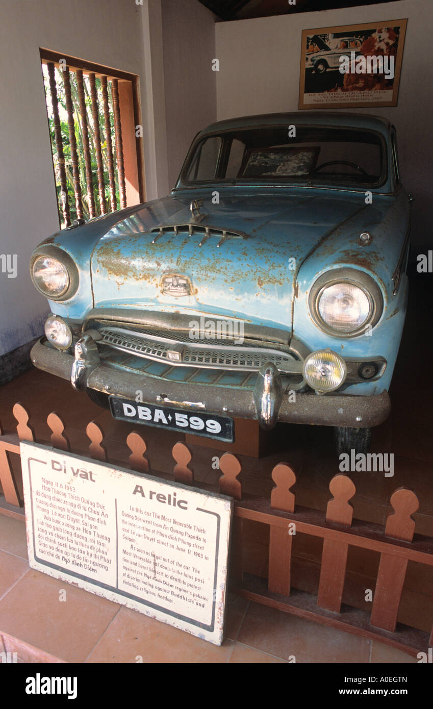 Austin Car of Monk who set Himself on Fire in Protest Thich Quang Duc Temple Hue Vietnam Stock Photo