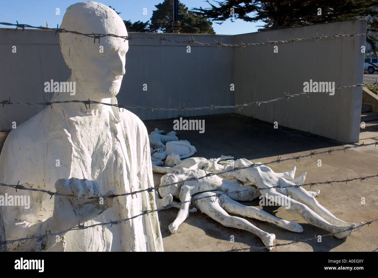 Detail of George Segal's - "The Holocaust" memorial sculpture located at  Lincoln Park, San Francisco, California USA Stock Photo