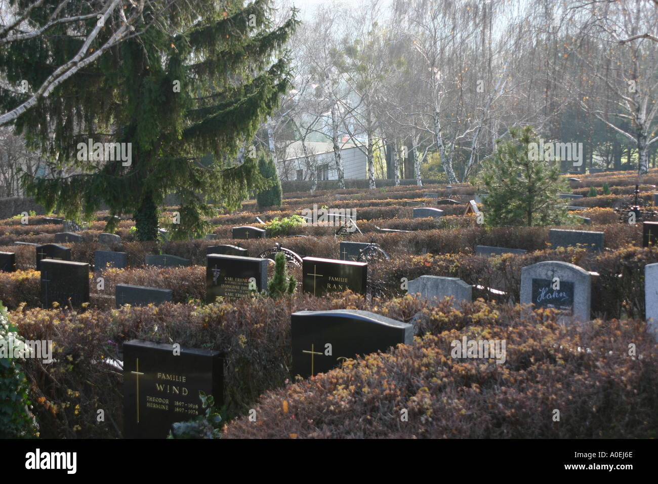 graveyard in autumn Stock Photo