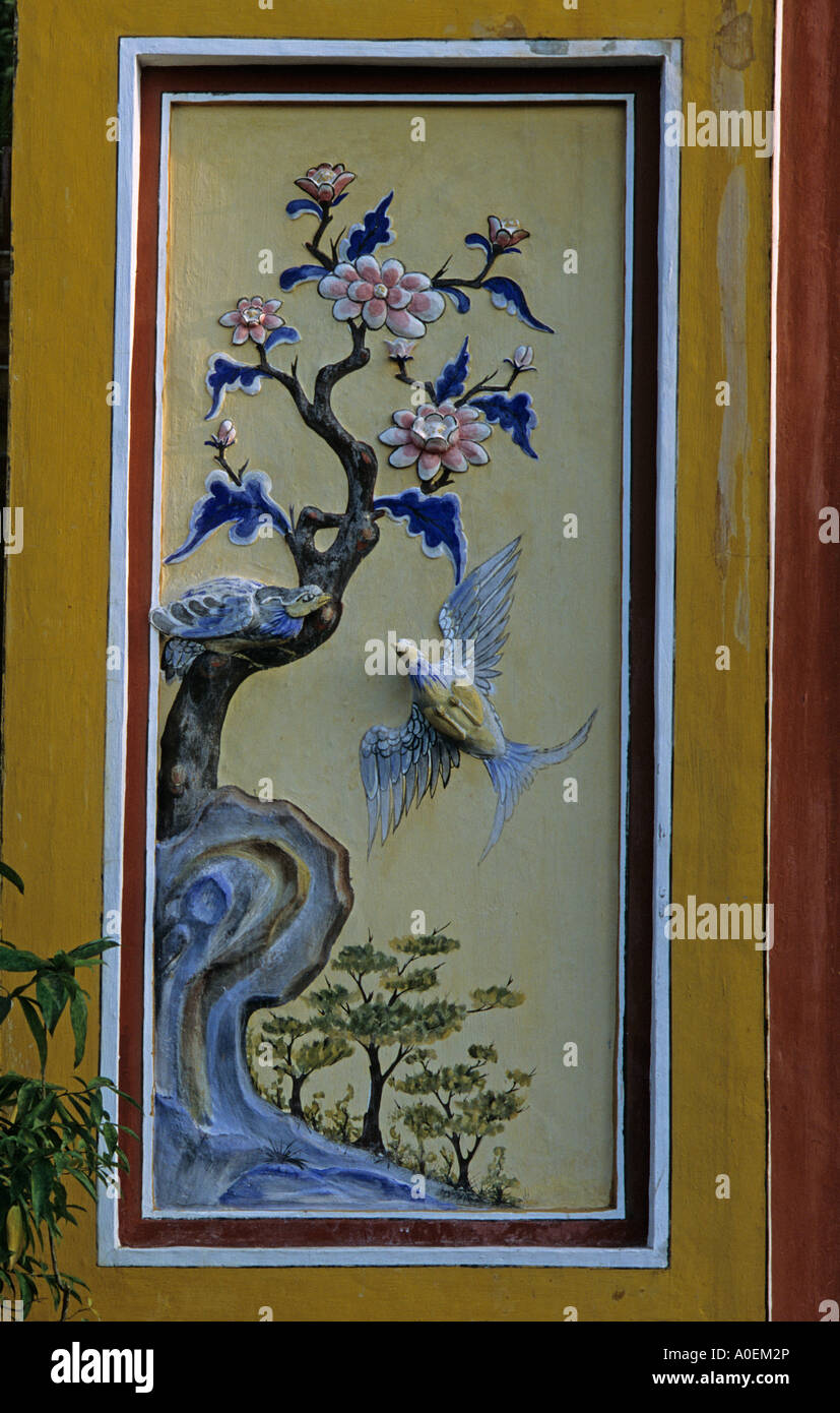 Detail of Gateway Thien Mieu Temple Imperial City Hue Vietnam Stock Photo