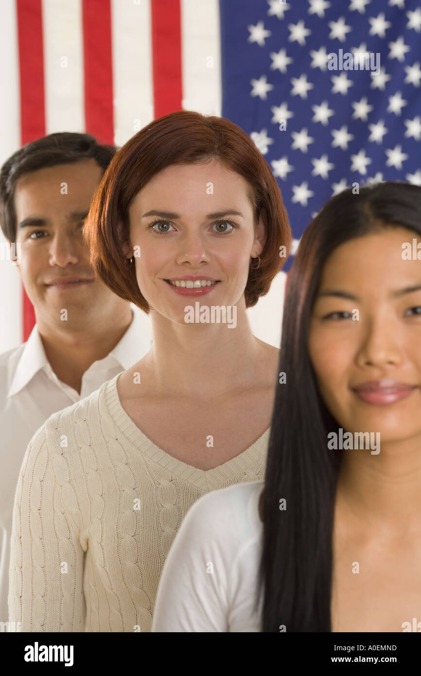 Portrait Of Three Americans Stock Photo Alamy