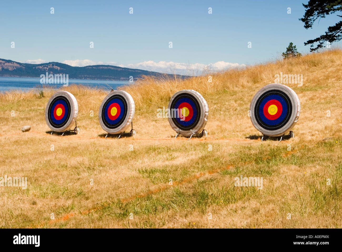 Island archery range Stock Photo Alamy