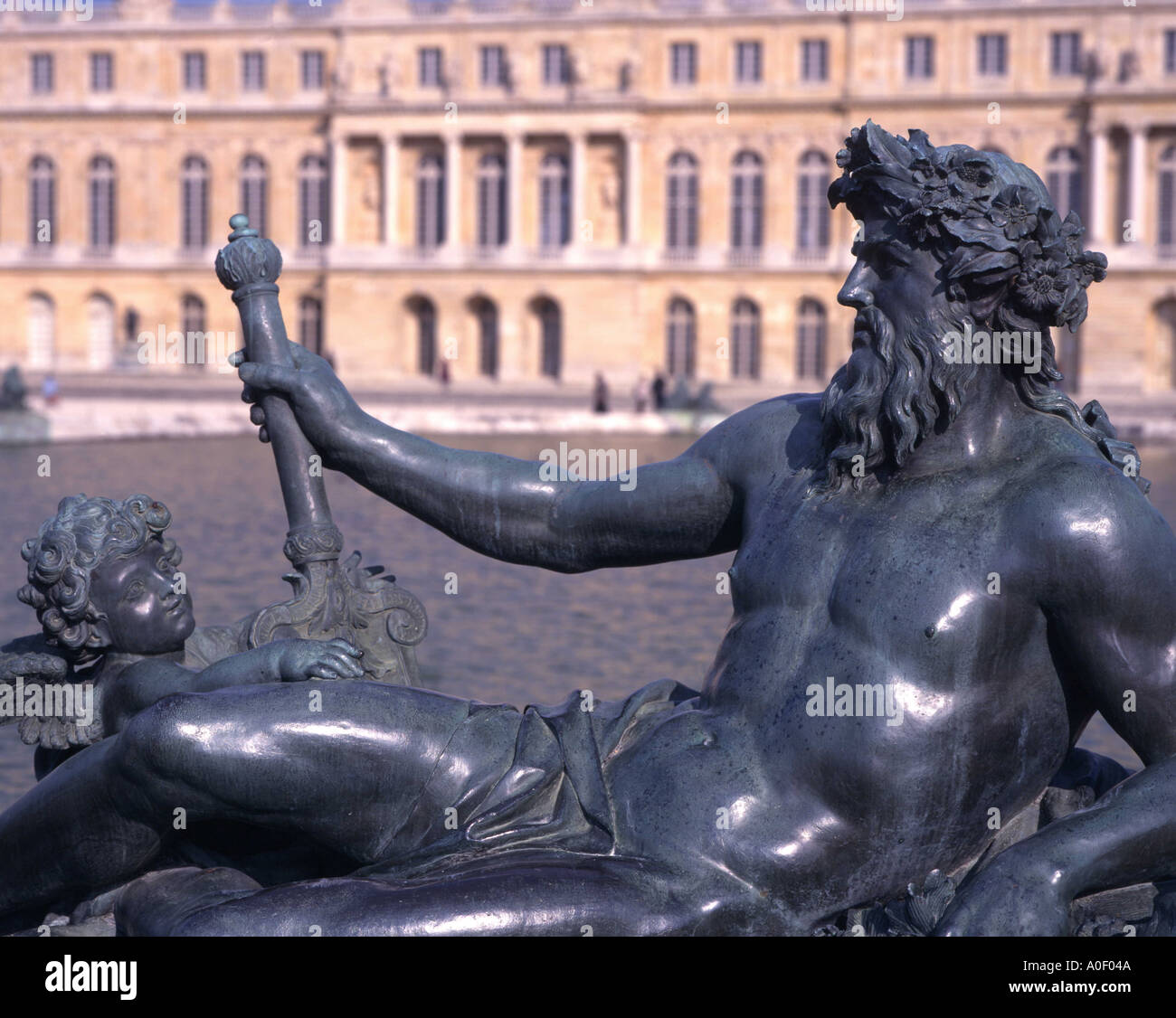 Bronze statue of Neptune in the grounds of Versailles, France Stock