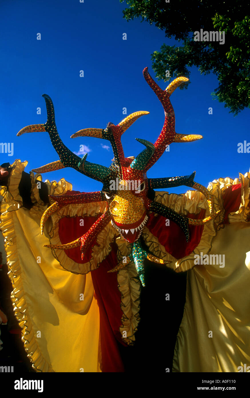 Vejigante celebrant during St James Festival in Puerto Rico Stock Photo