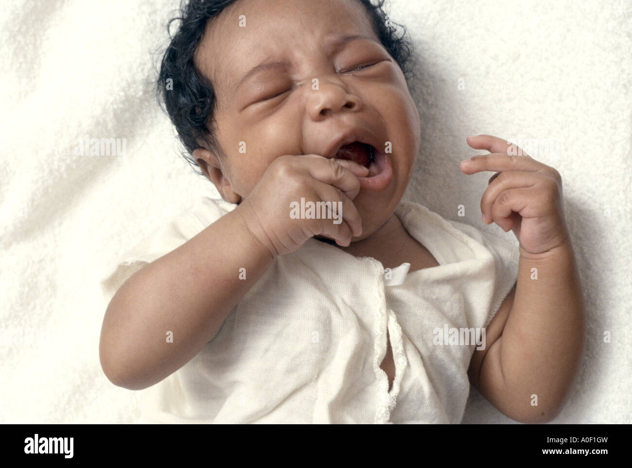 black baby crying Stock Photo