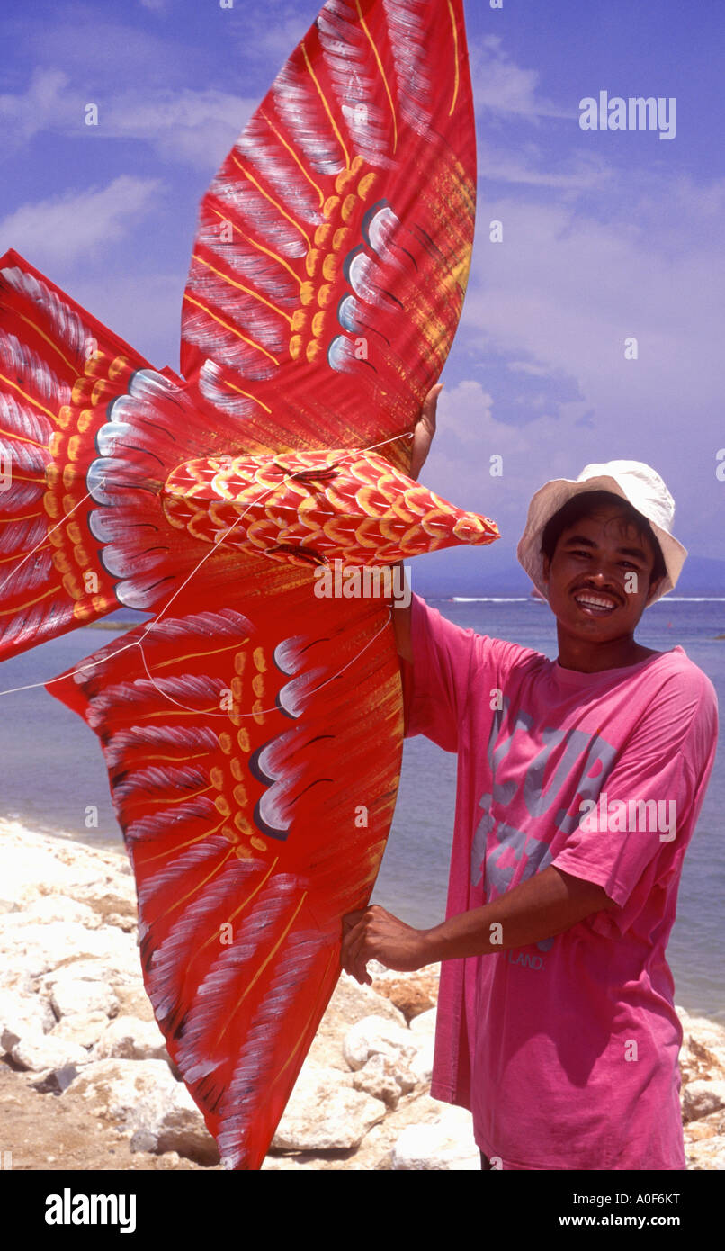 Indonesia, Bali - Kite seller on Sanur beach Stock Photo