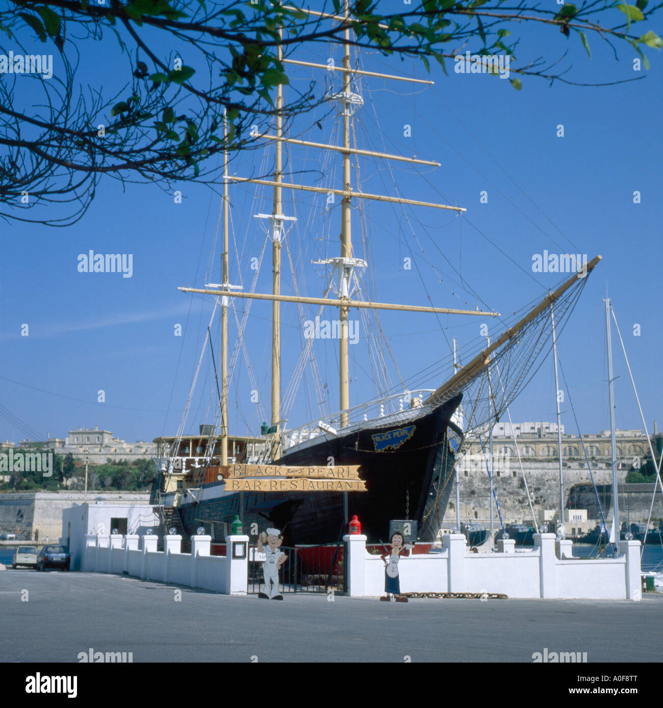 Black Pearl ship restaurant Ta xbiex near Valletta Malta Stock Photo