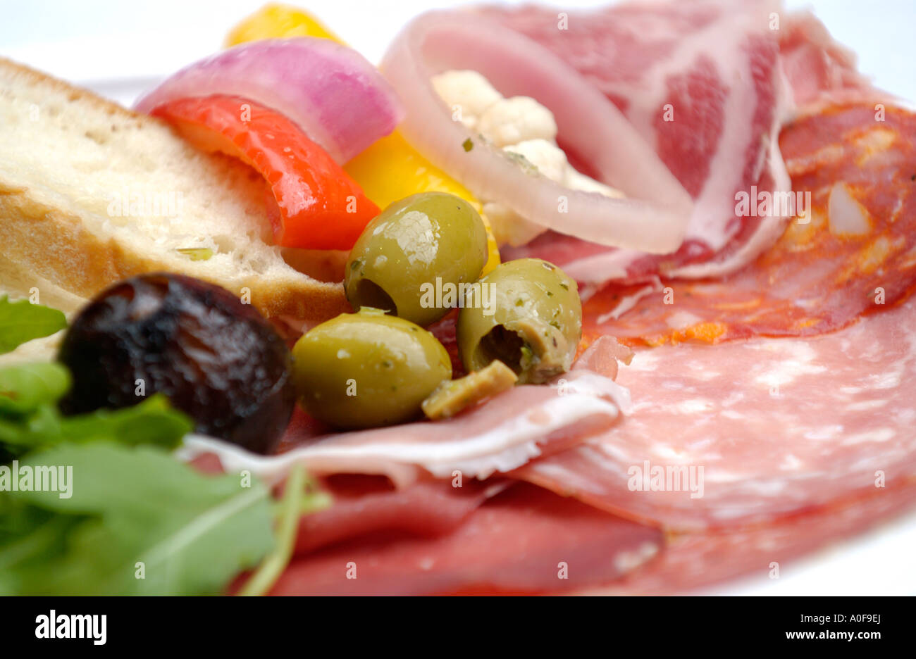 Salumi Misti with garnish for £5 by The Walnut Tree restaurant at the annual Abergavenny Food Festival Monmouthshire Wales UK Stock Photo