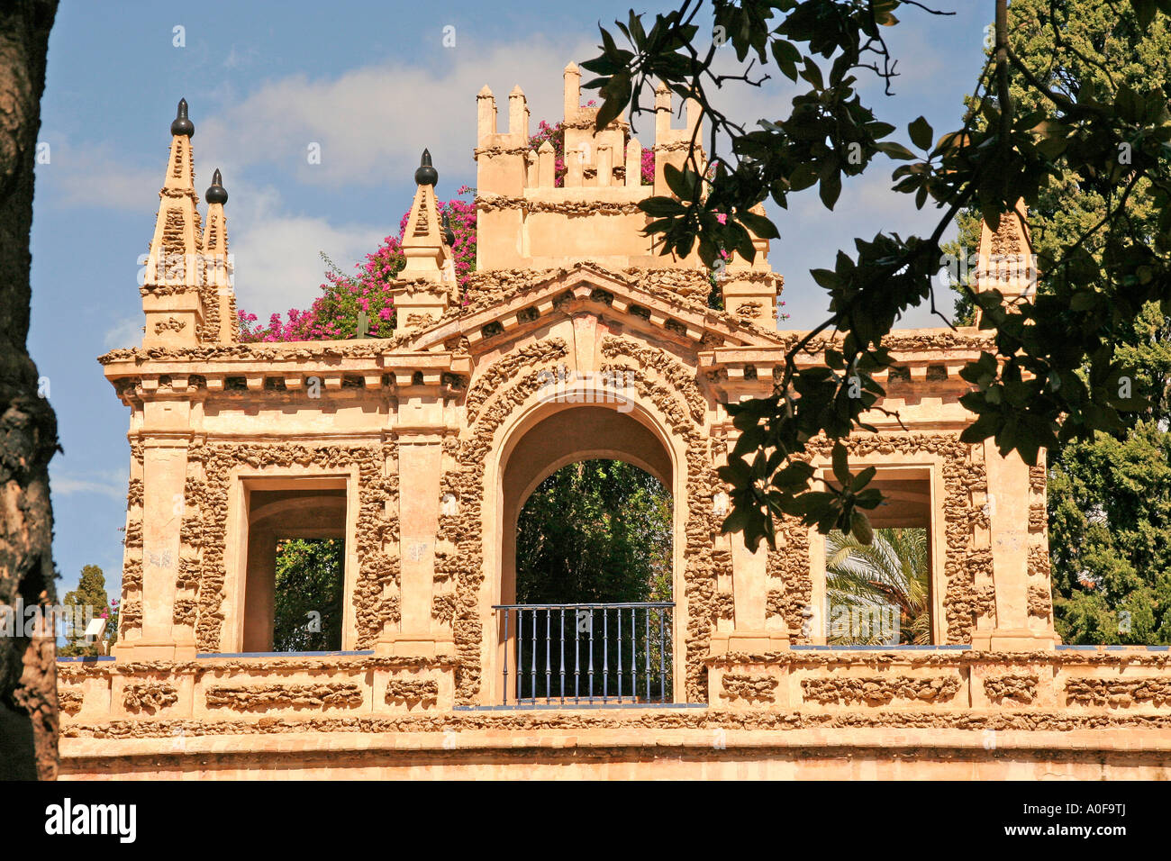 Gardens in UNESCO World Heritage Site of the Alcazar Reales Alcazares Royal Palaces Plaza del Triunfo Seville Andalucia Spain Stock Photo