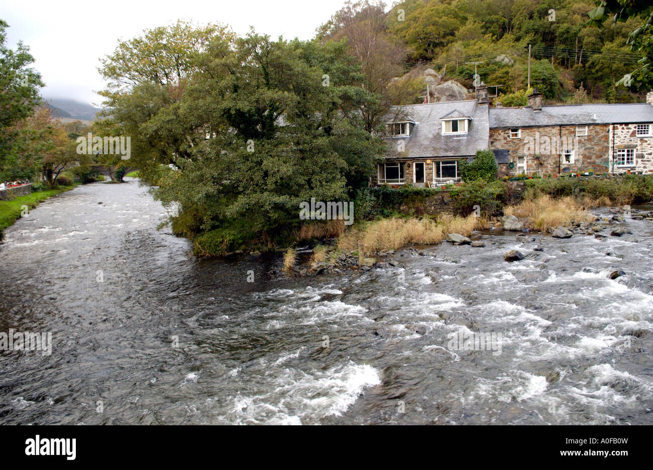 Confluence of Afons Colwyn and Glaslyn Beddgelert Gwynedd North Wales