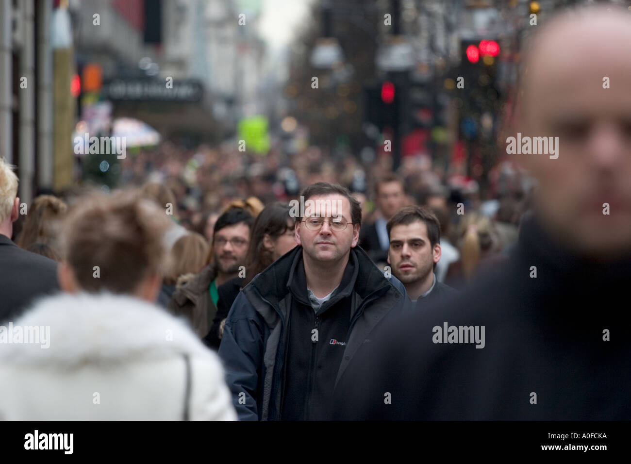Shoppers make the most of pre-Christmas sales on Oxford Street, London Stock Photo