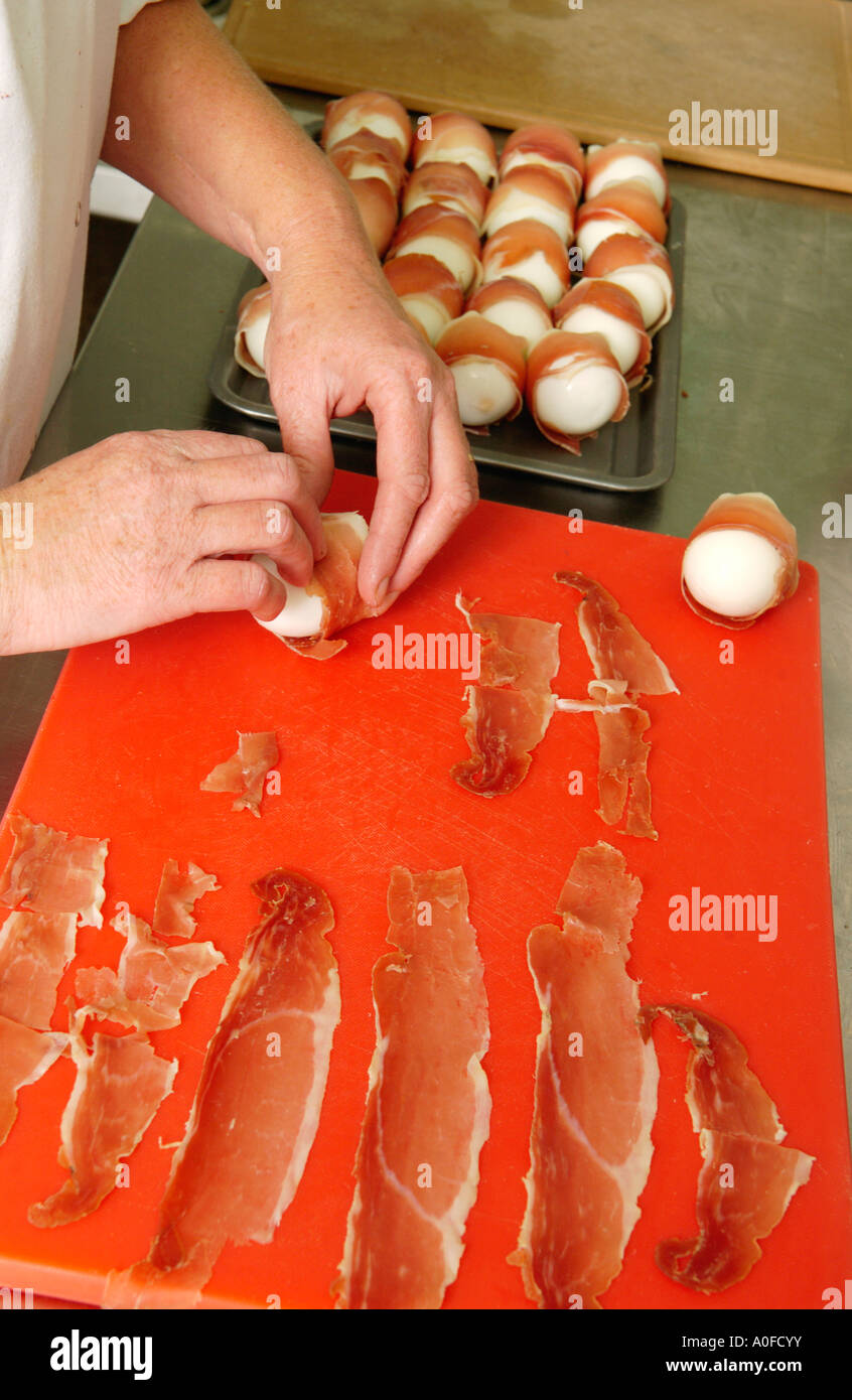 Scotch eggs being prepared at The Handmade Scotch Egg Co Bishops Frome