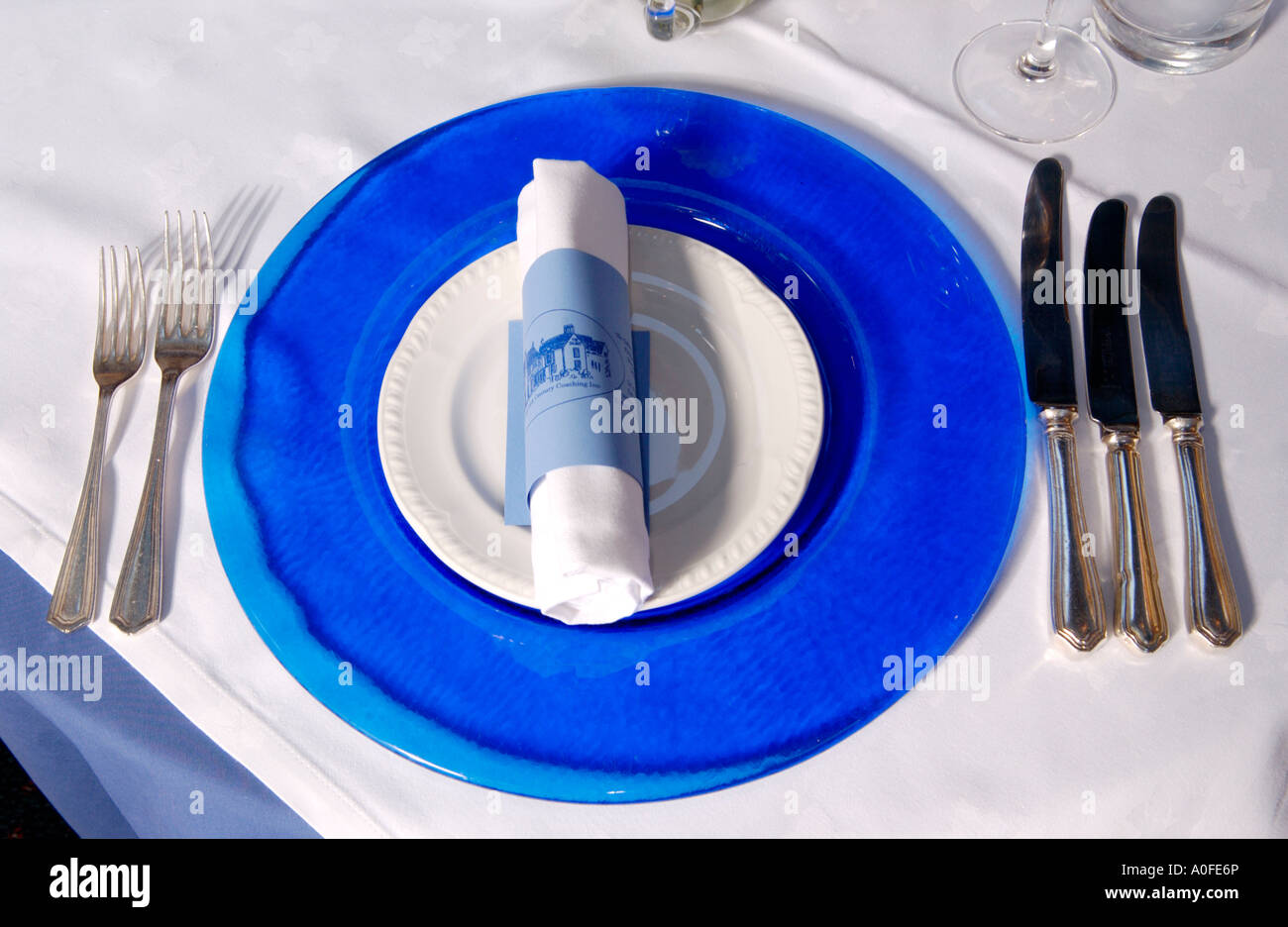 Place setting in the fine dining restaurant at The Talbot at Knightwick