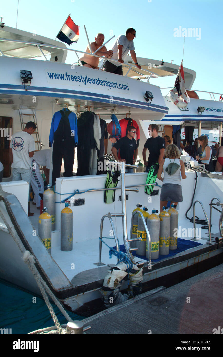 Divers Wait For Their Day Out On The Dive Boats At Naama Bay Sharm El divers-wait-for-their-day-out-on-the-dive-boats-at-naama-bay-sharm-el