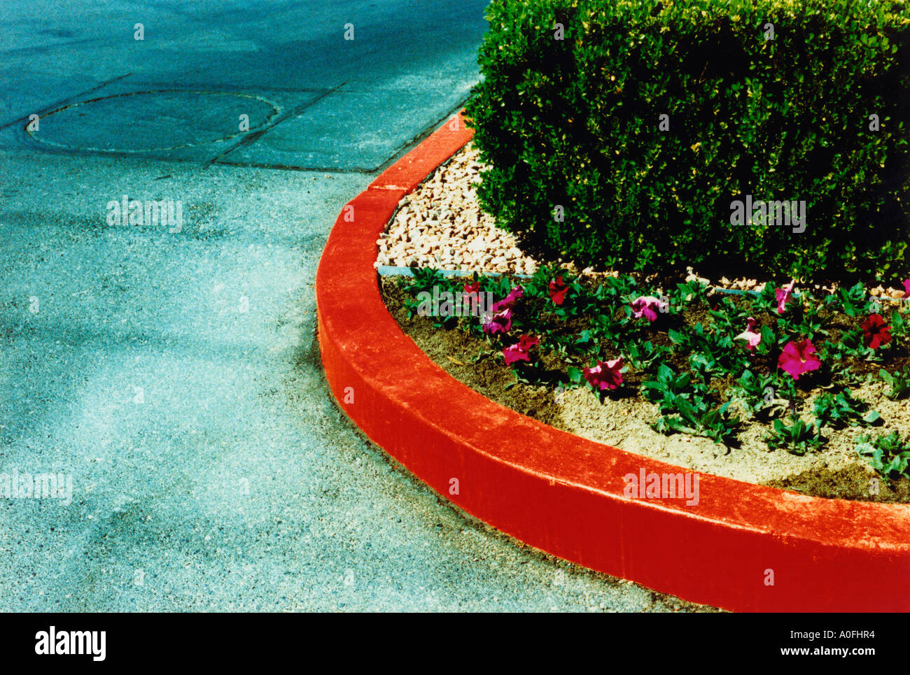 Flower bed with red kerb Las Vegas Nevada USA Stock Photo Alamy