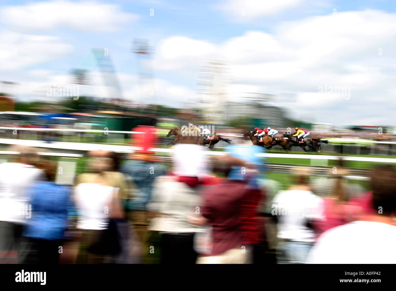 Race horses charge at Epsom downs Derby meeting 2003 Stock Photo Alamy
