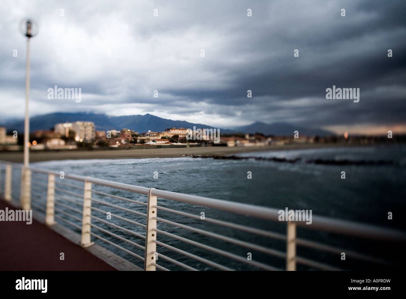 pier at sunset in marina di massa versilia tuscany Stock Photo