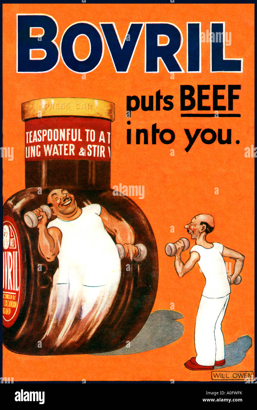 Bovril Puts Beef Into You 1925 advert for the popular English beef extract used for drinking and cooking Stock Photo