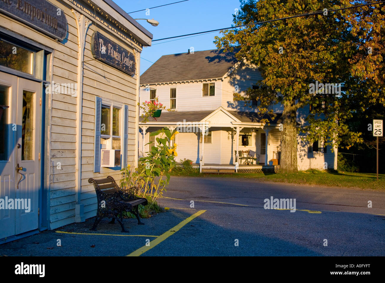 beautiful sunset in speculator town village on lake pleasant new york Stock Photo