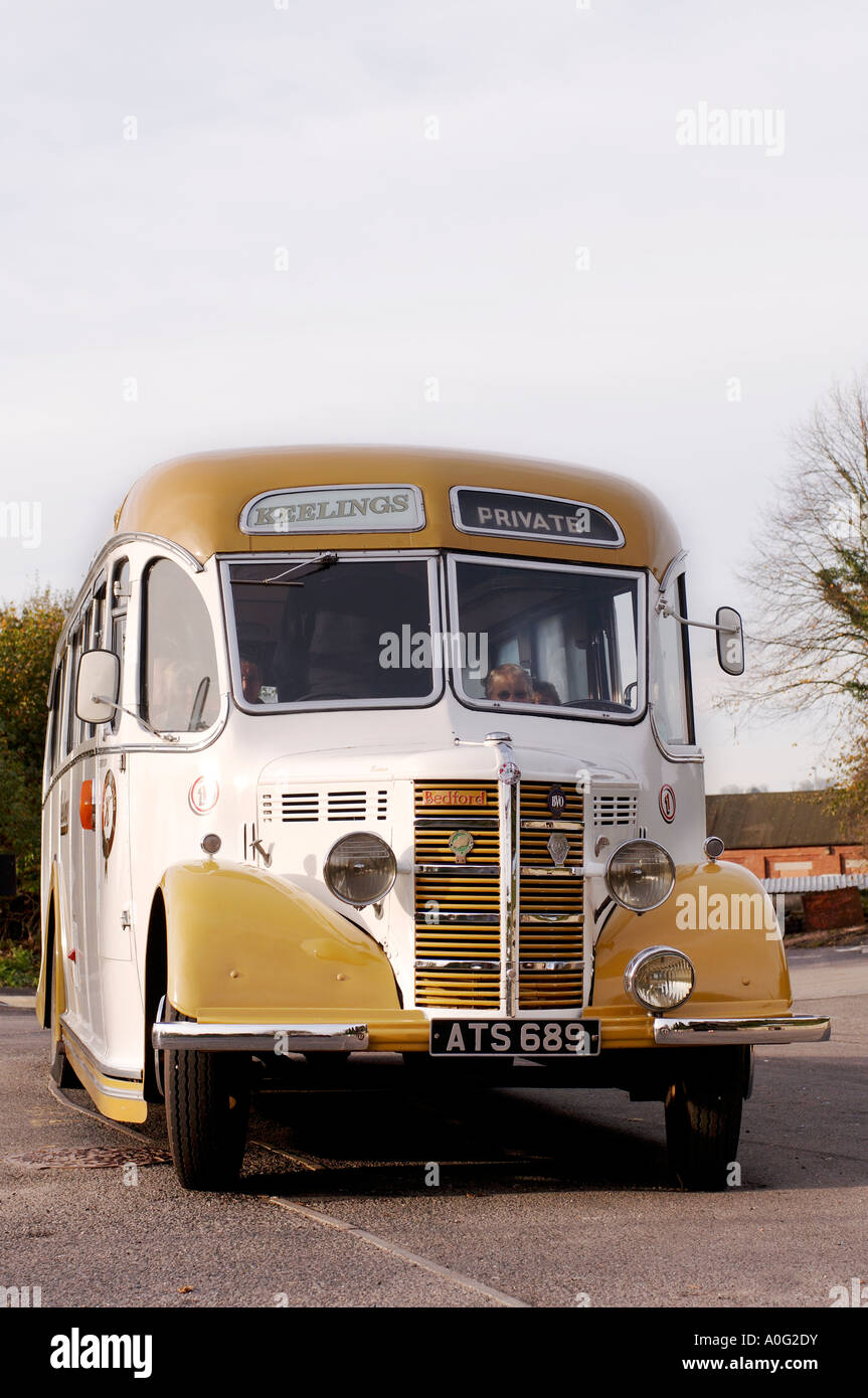 vintage bedford bus in the uk Stock Photo Alamy