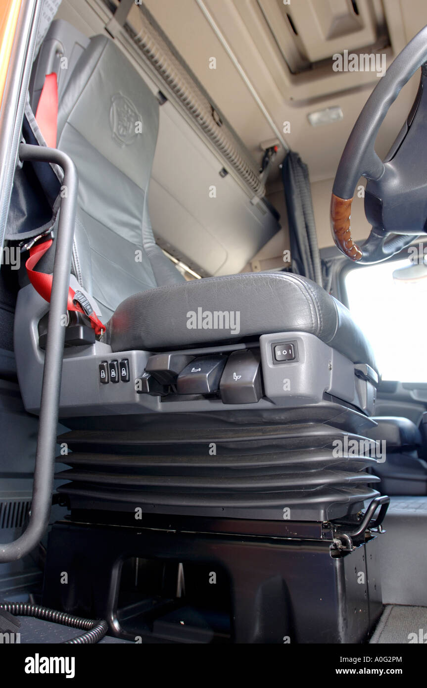 interior details of scania r500 v8 lorry cab Stock Photo